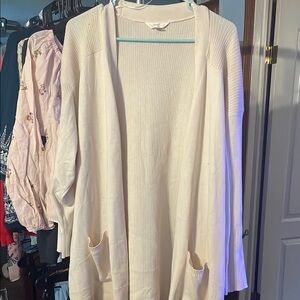 Cream Relaxed Fit Open-Front Cardigan